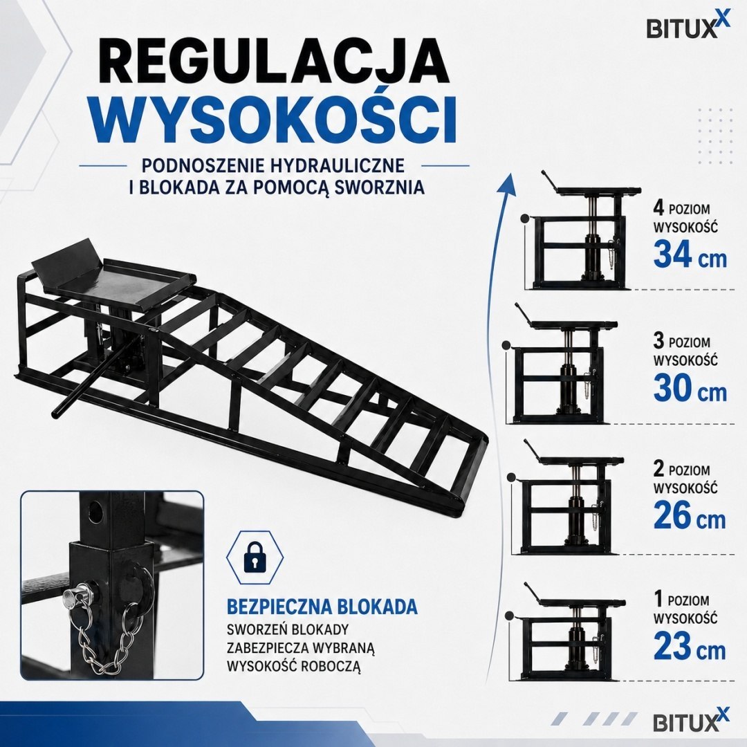 Bituxx 2x hydraulické nájezdy pro auta 2000 kg se zvedákem servisní rampy pro auto M20108